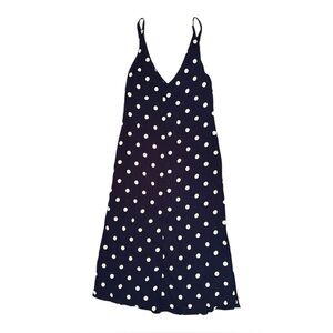 Reformation Polka Dot Midi Dress Navy Blue Size XS Strap V Neck Flowy Sundress